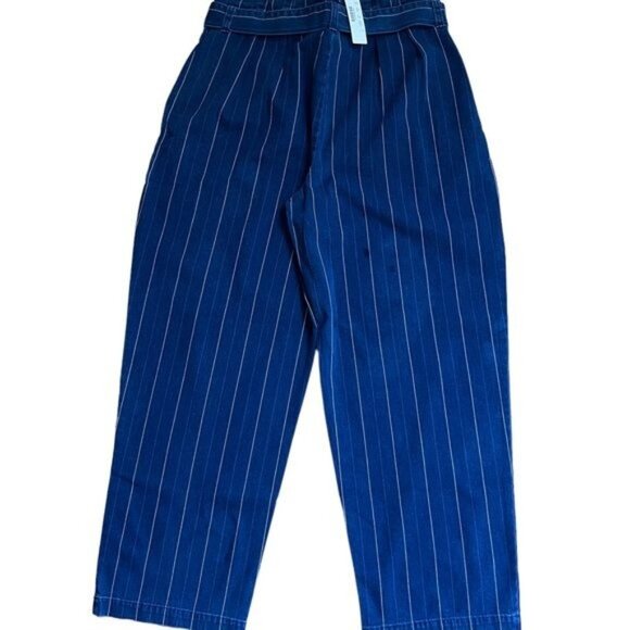 J. Crew Paper Bag Pants in Indigo Stripe Size 8 NWT - Picture 9 of 13